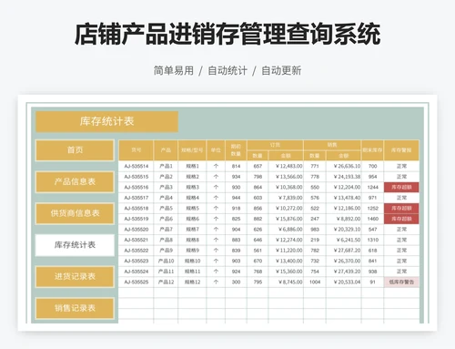 店铺产品进销存管理查询系统