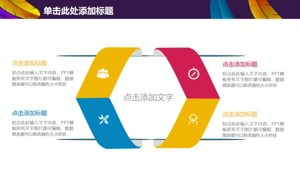彩色羽毛时尚工作汇报模板
