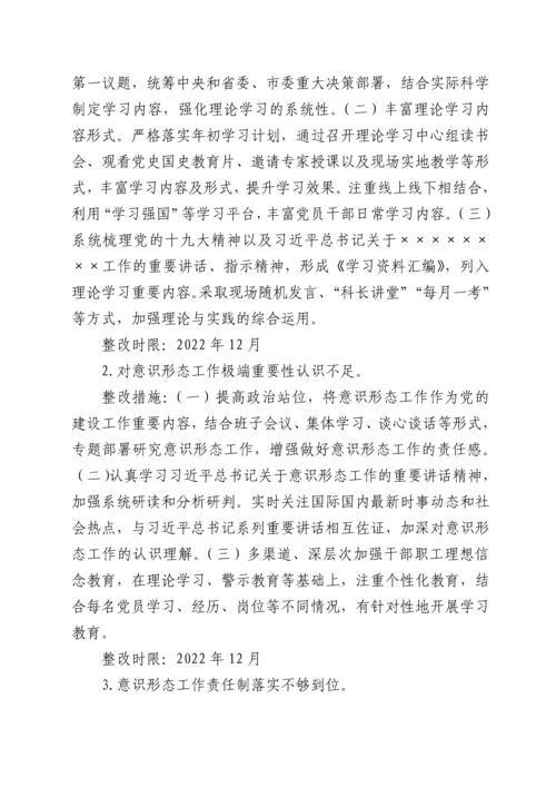 市委巡察意识形态工作责任制专项检查发现问题整改工作方案.docx