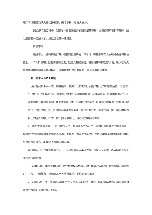 【职业规划书】20XX大学生职业规划范例