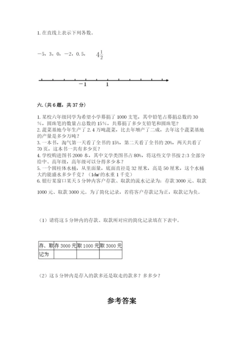 小学六年级下册数学摸底考试题附完整答案【精选题】.docx