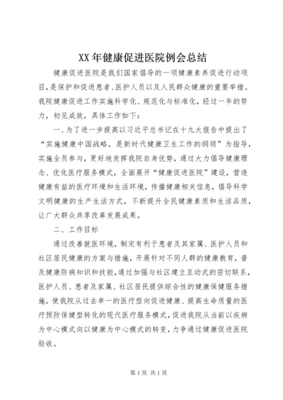 XX年健康促进医院例会总结.docx