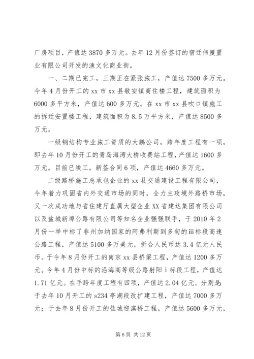 县年度发展建筑业工作情况汇报.docx