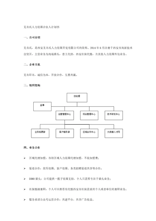 合伙人计划书