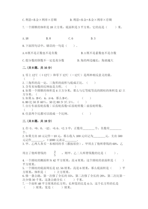 北师大版数学小升初模拟试卷及完整答案一套.docx