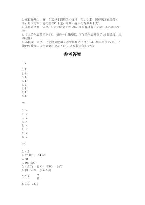 河南省平顶山市六年级下册数学期末测试卷含精品答案.docx