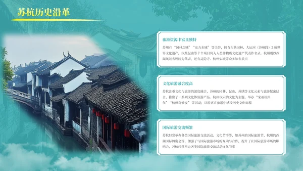 绿色古风那苏杭旅游介绍PPT模板
