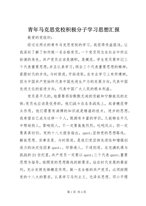 青年马克思党校积极分子学习思想汇报 (2).docx