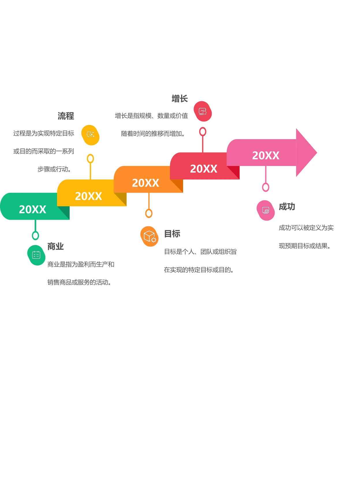 彩色递进式时间轴模板