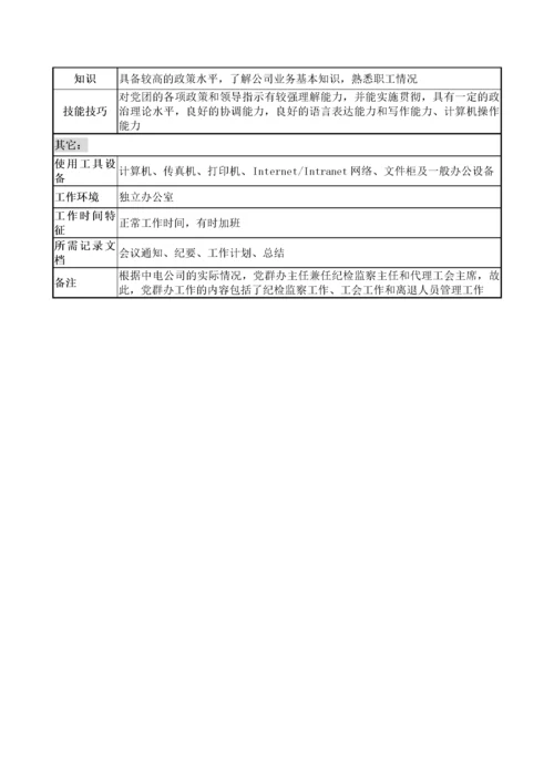 党群办岗位职务说明书.docx