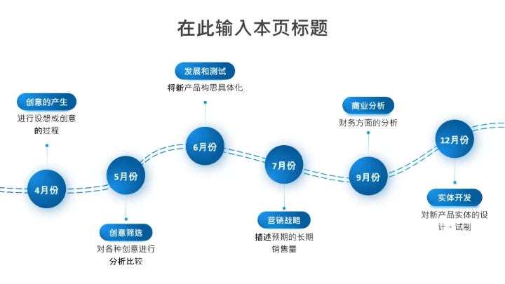 项目进展-蓝色简约风6项时间轴