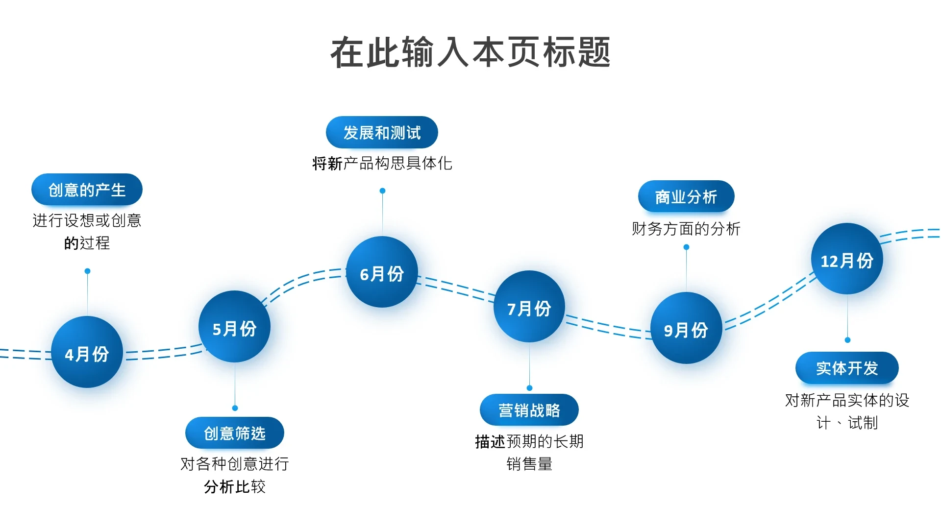项目进展-蓝色简约风6项时间轴