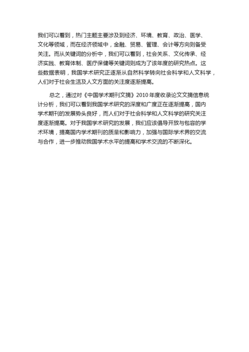 《中国学术期刊文摘》2010年度收录论文文摘信息统计分析.docx