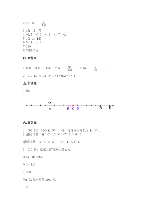 克什克腾旗六年级下册数学期末测试卷及1套参考答案.docx