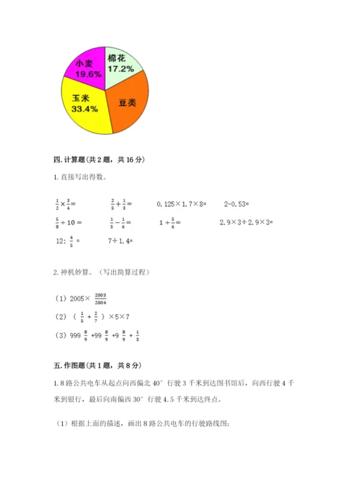 2022六年级上册数学期末测试卷附参考答案【模拟题】.docx