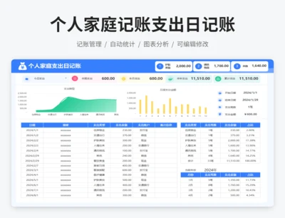 个人家庭记账支出日记账