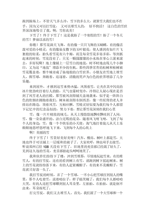 终于下雪了作文范文精选