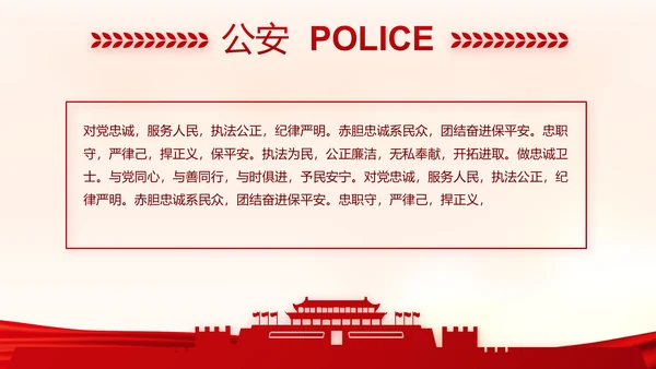 红色大气公安警察派出所演讲动态PPT