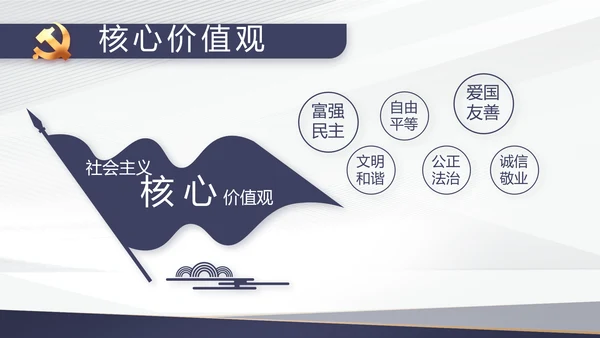 蓝色党建年终工作总结汇报PPT党课