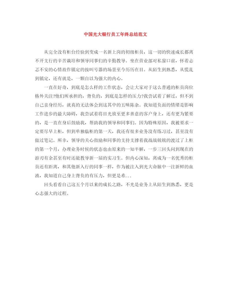 精编之中国光大银行员工年终总结范文.docx