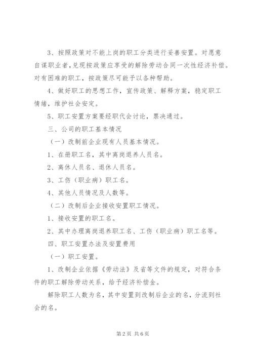 公司国有企业改制职工安置方案.docx