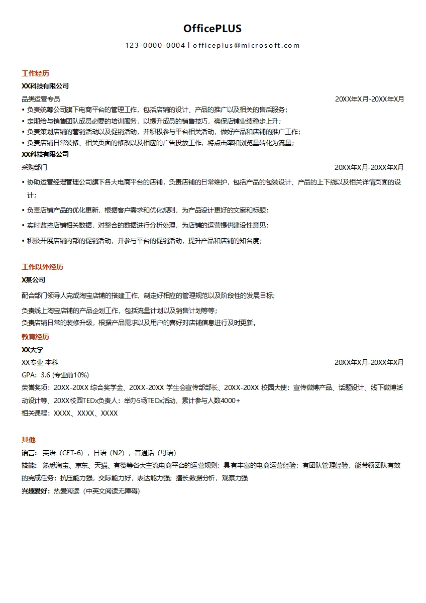 电商运营总监求职简历