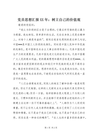 党员思想汇报某年：树立自己的价值观.docx