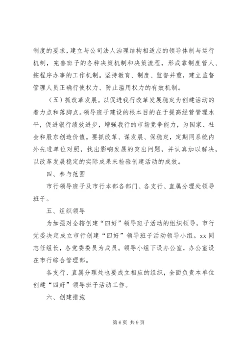 银行创建四好领导班子活动实施方案 (2).docx