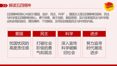 纪念五四运动101周年弘扬五四精神PPT模板
