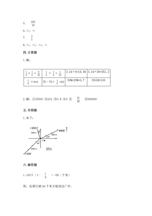 人教版六年级上册数学期中测试卷附参考答案（培优a卷）.docx