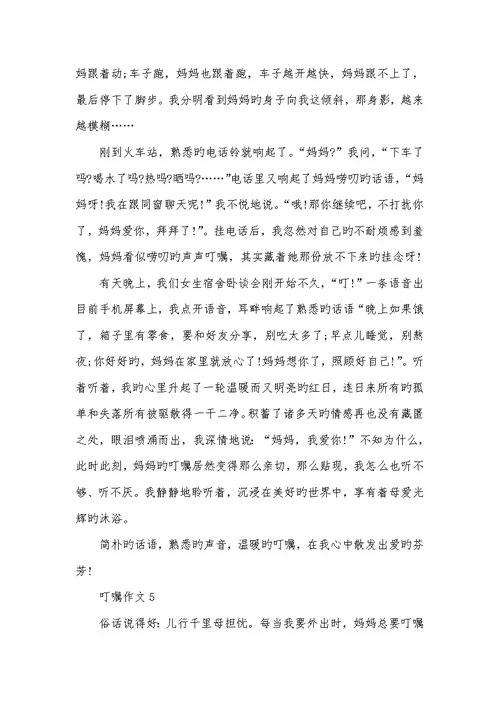 那一声嘱咐作文600字