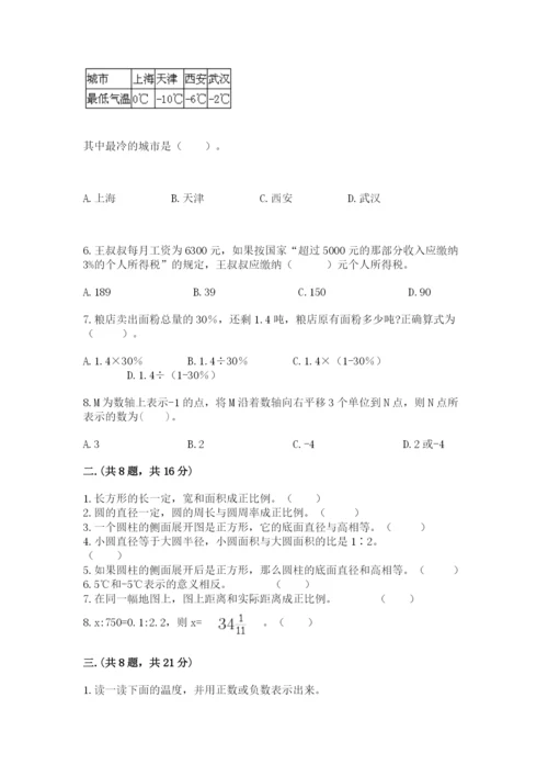 小学毕业班数学检测卷附参考答案【预热题】.docx