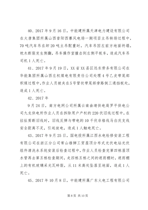 全国电力安全生产事故统计20XX年.docx