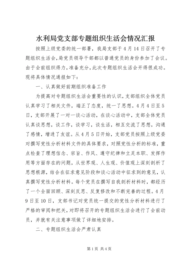 水利局党支部专题组织生活会情况汇报精编.docx