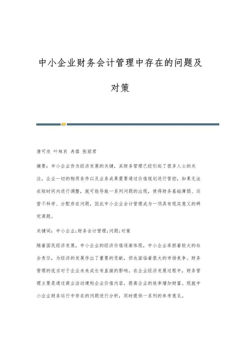 中小企业财务会计管理中存在的问题及对策.docx