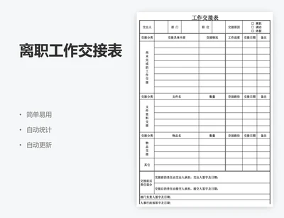 离职工作交接表