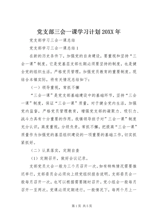 党支部三会一课学习计划某年.docx