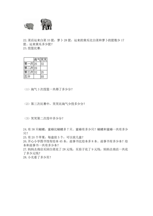 小学二年级上册数学应用题100道（完整版）word版.docx