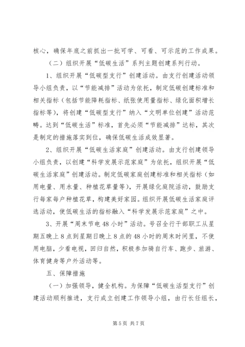 银行创建低碳型支行活动实施方案.docx