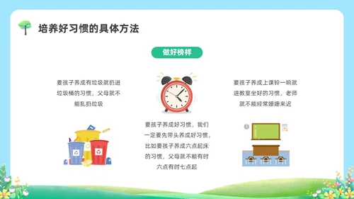 蓝绿色水彩清新坏习惯好习惯科普培训PPT