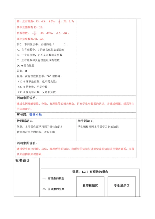 1.2.1 有理数的概念-教案
