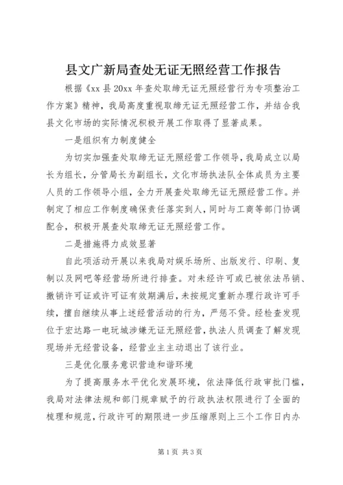 县文广新局查处无证无照经营工作报告.docx