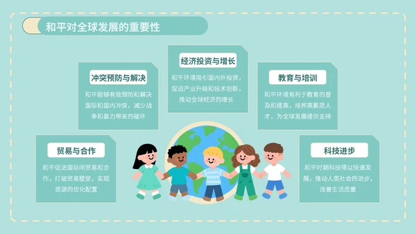 绿色插画风世界和平日公益宣传PPT模版