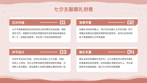 粉色插画风七夕节婚礼策划PPT模板