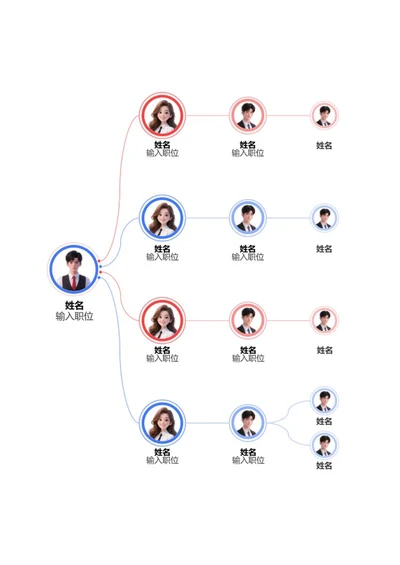 组织架构-彩色简约竖版圆形头像word模板
