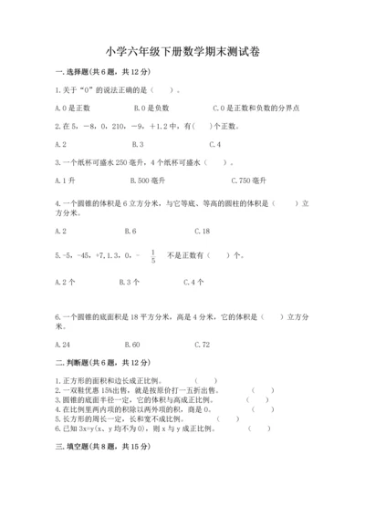 小学六年级下册数学期末测试卷含完整答案（名师系列）.docx