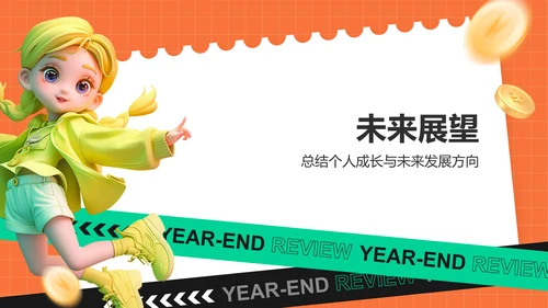 橙色3D风电商运营年终总结PPT模板