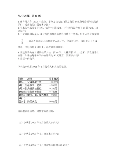 小学六年级下册数学摸底考试题（各地真题）.docx