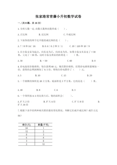 张家港常青藤小升初数学试卷【考点精练】.docx