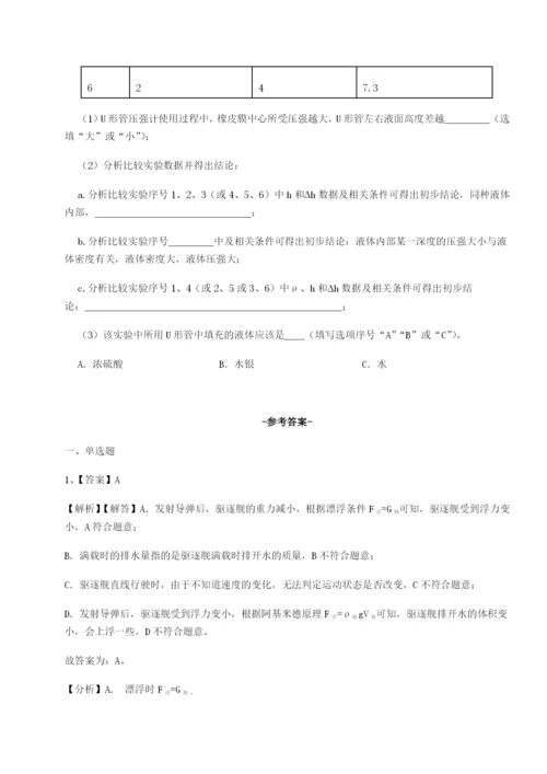 滚动提升练习内蒙古赤峰二中物理八年级下册期末考试综合练习试卷（含答案详解版）.docx